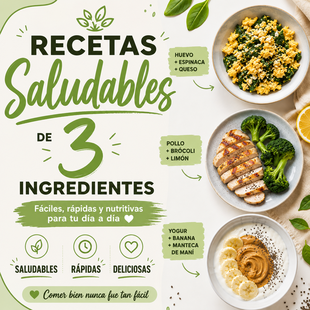 Recetas saludables con tres ingredientes: ahorra más de 200000